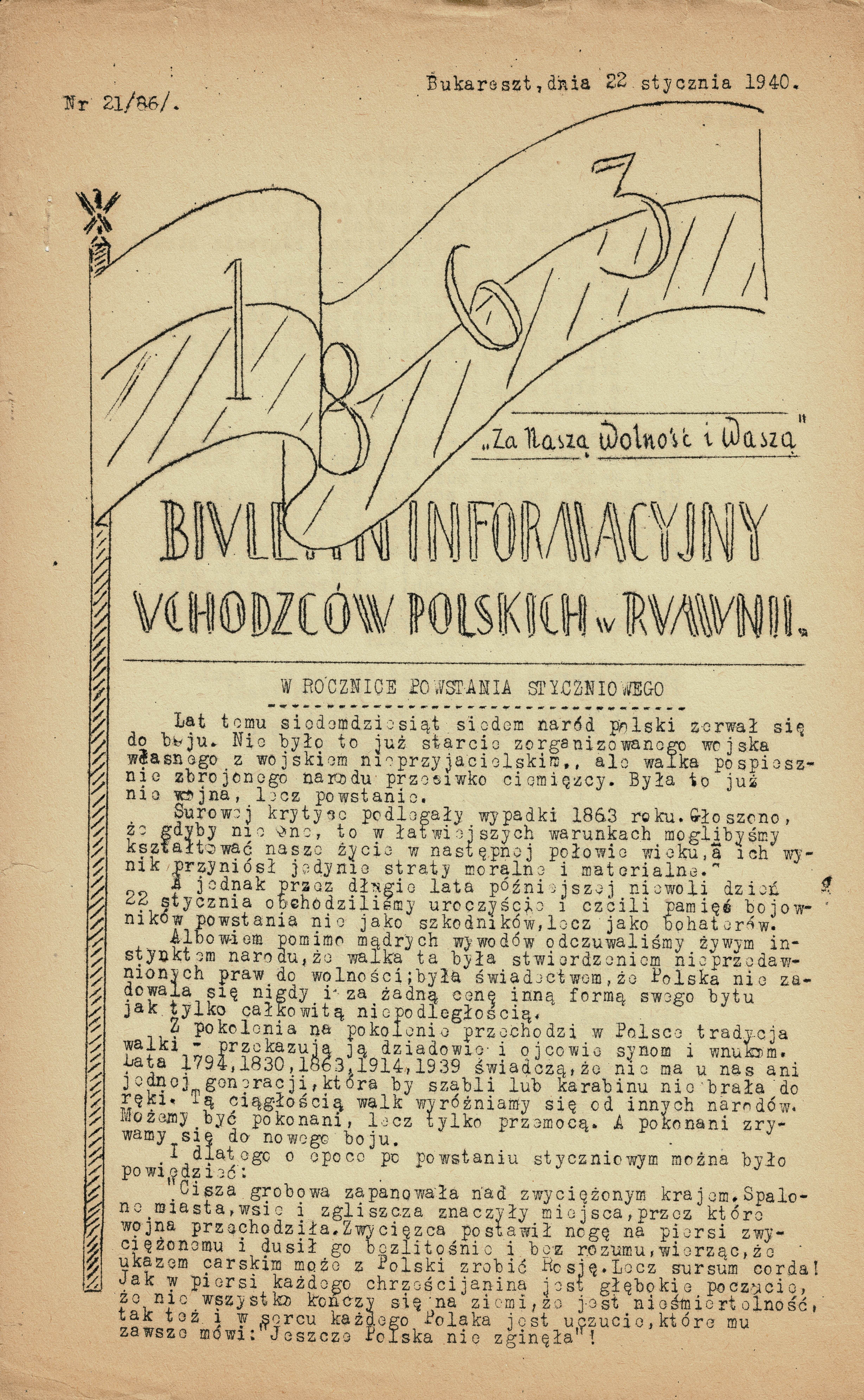 160. rocznica wybuchu Powstania Styczniowego