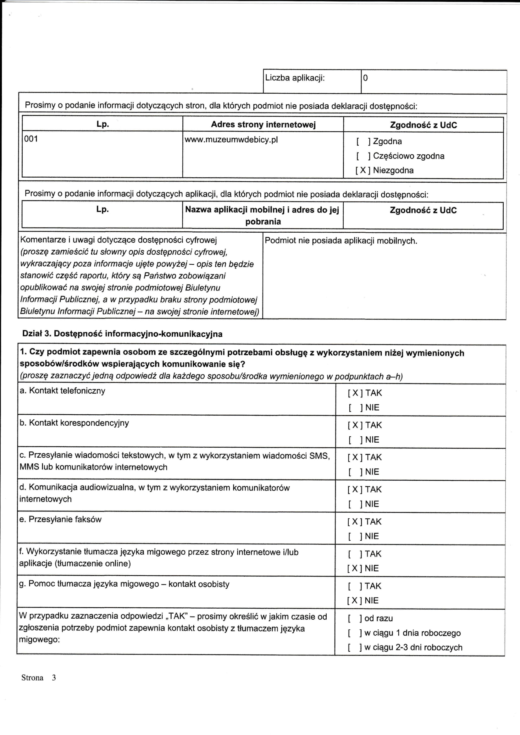 Raport o stanie dostępności podmiotu publicznego